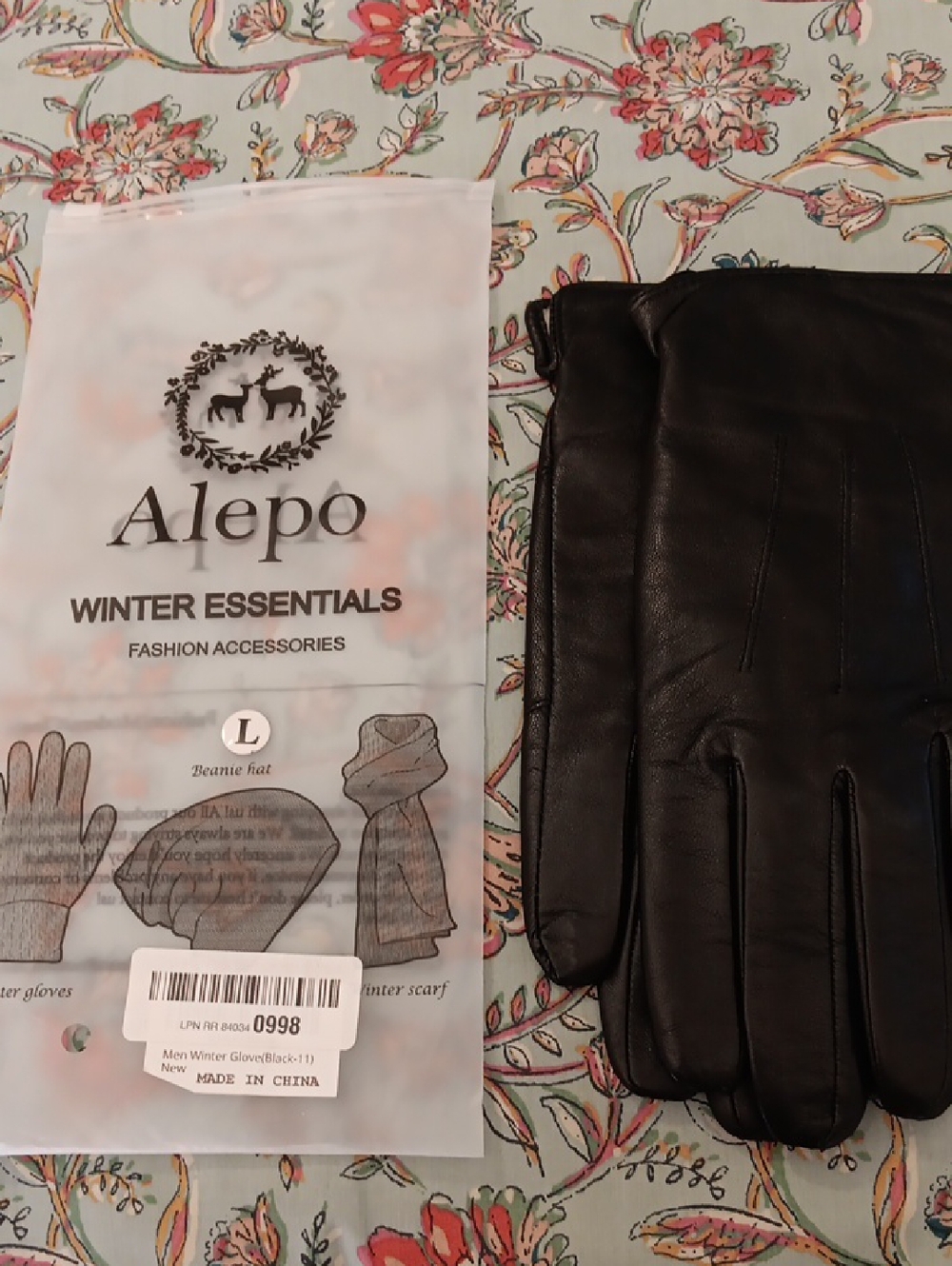 NWT Alepo Black Sheepskin Gloves With Cashmere Lining